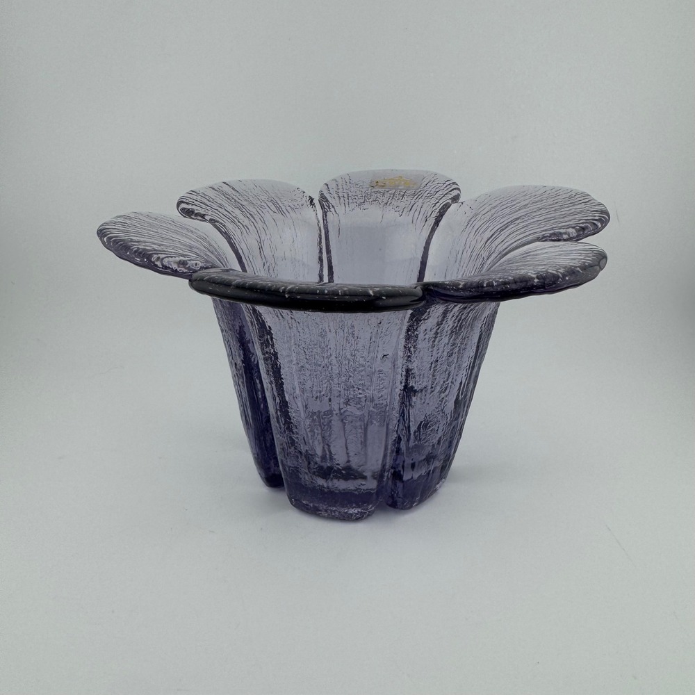 Viking Glass Epic Petal Bowl Amethyst Purple Excellent Mid Century Modern Label